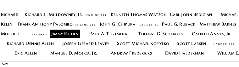 Panel S-21, South Pool, National September 11 Memorial