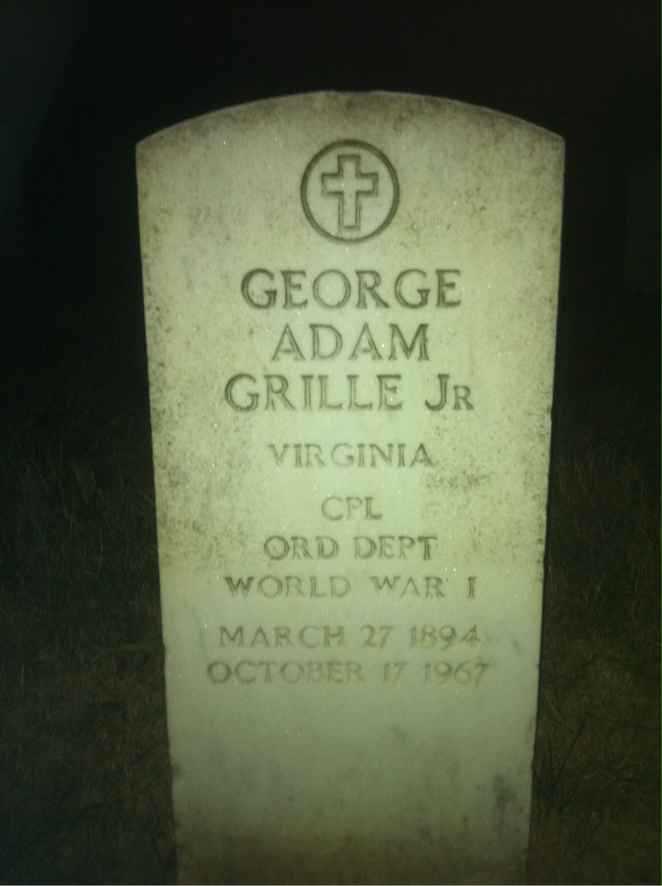 Headstone shared by 2 interments, including Matilda C Grille