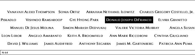 Panel N-64, North Pool, National September 11 Memorial