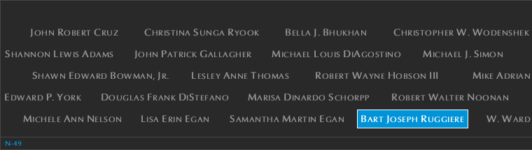 Panel N-49, North Pool, National September 11 Memorial