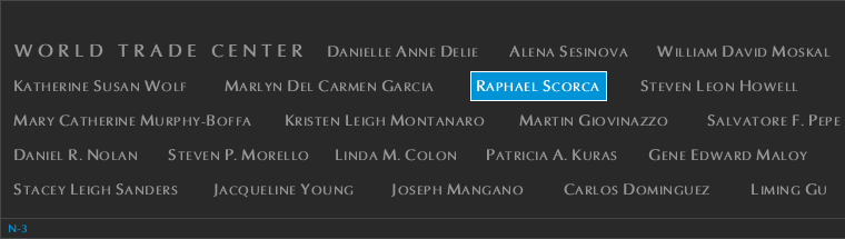 Panel N-3, North Pool, National September 11 Memorial