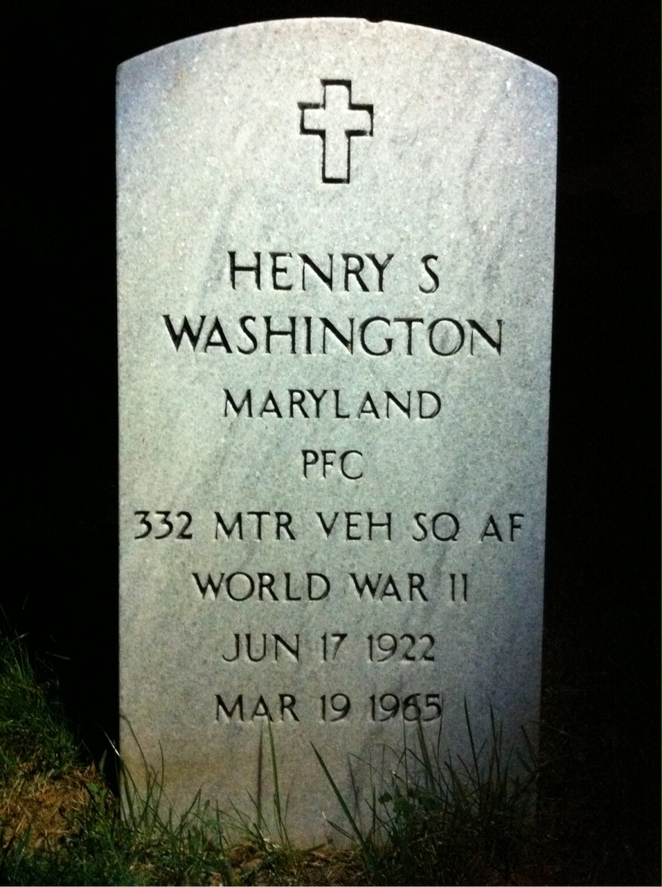 Headstone shared by 2 interments, including Henry S Washington