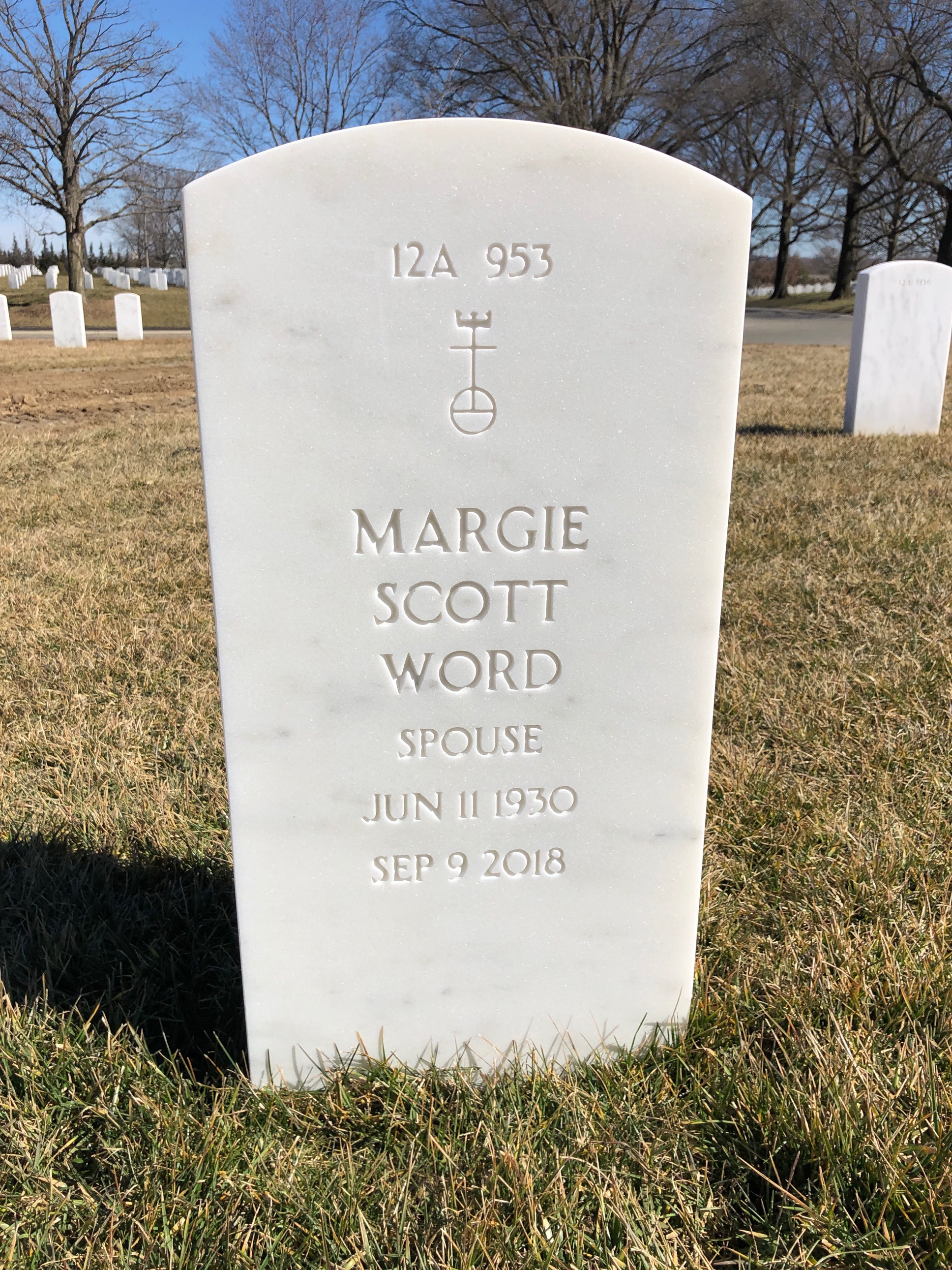 Headstone shared by 2 interments, including John Henry Word