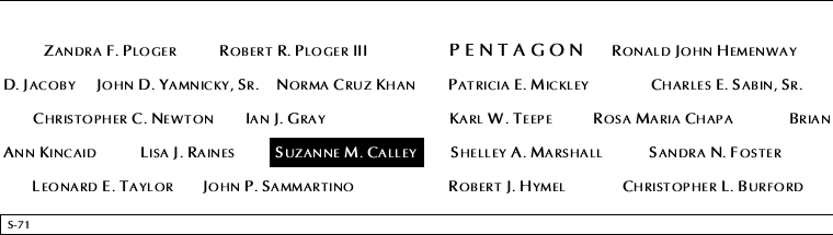 Panel S-71, South Pool, National September 11 Memorial