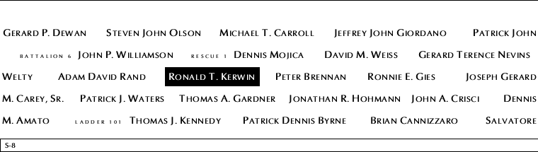 Panel S-8, South Pool, National September 11 Memorial