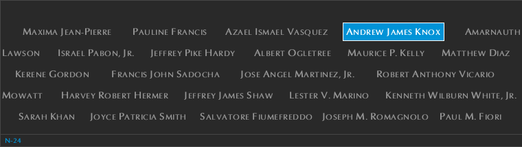 Panel N-24, North Pool, National September 11 Memorial