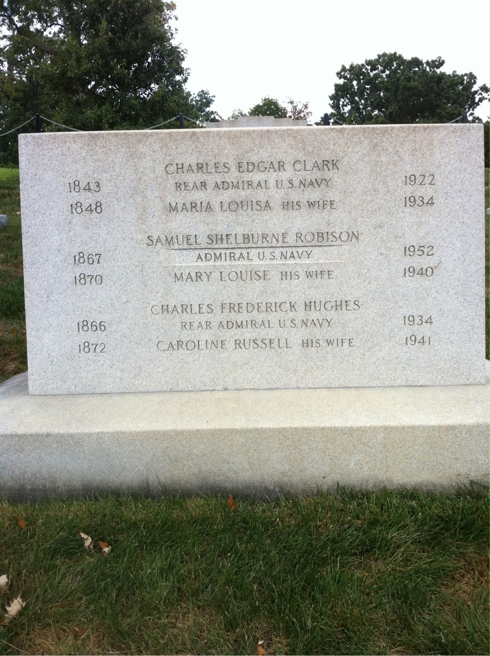 Headstone shared by 4 interments, including Charles Clark