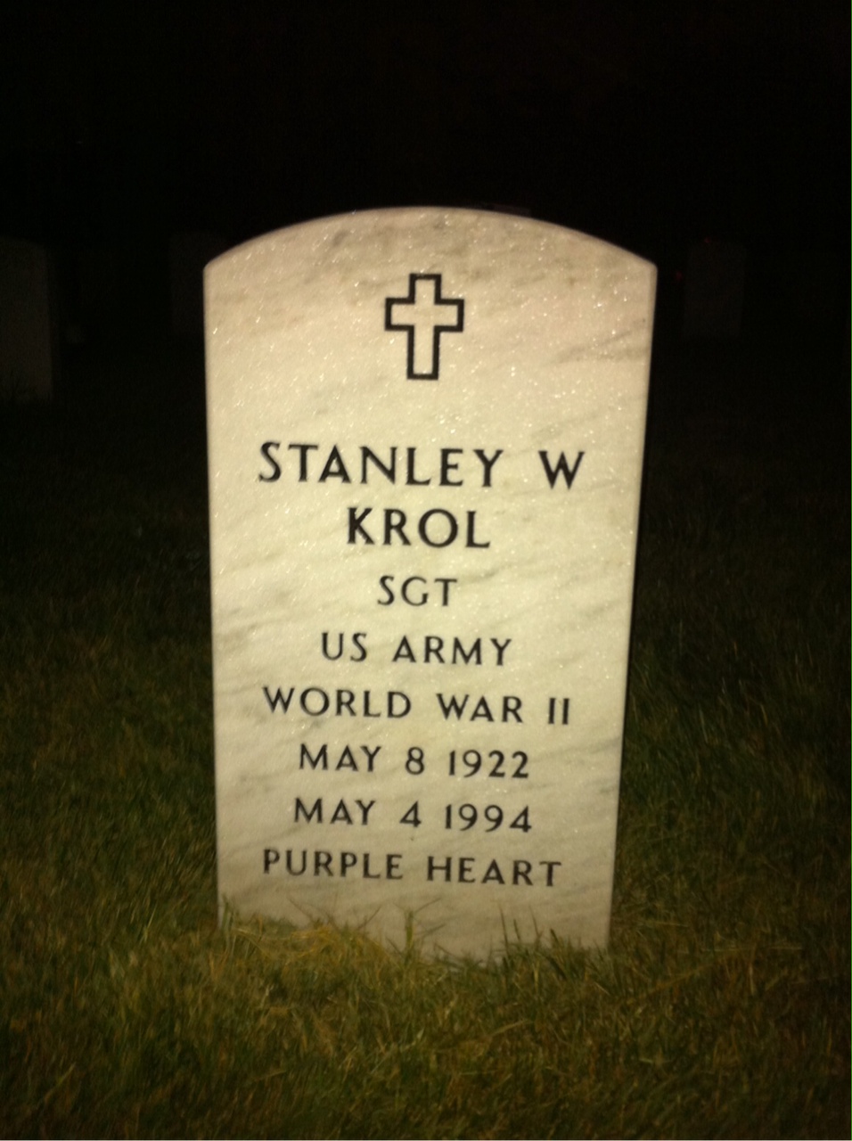 Headstone shared by 2 interments, including Stanley W Krol