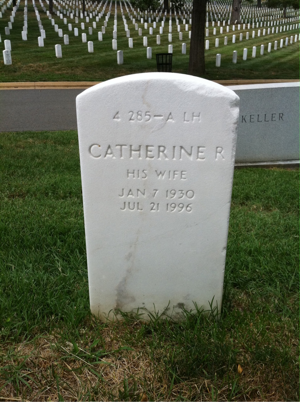Headstone shared by 2 interments, including Catherine R Goodiel