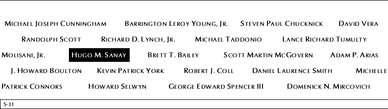 Panel S-31, South Pool, National September 11 Memorial