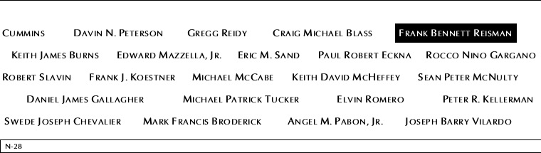 Panel N-28, North Pool, National September 11 Memorial