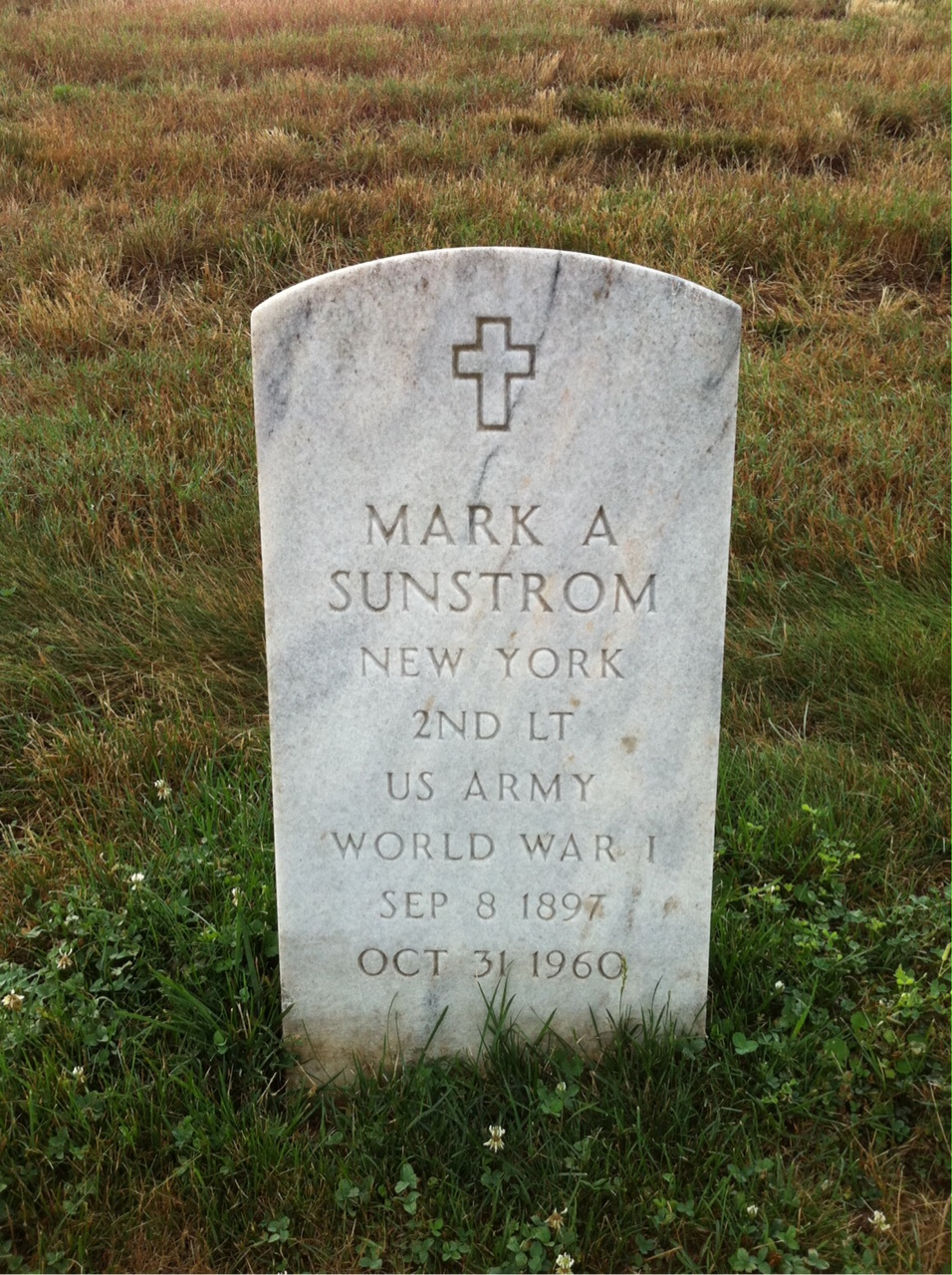 Headstone shared by 2 interments, including Mark A Sunstrom
