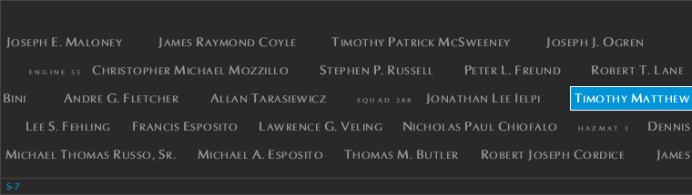 Panel S-7, South Pool, National September 11 Memorial