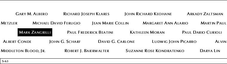 Panel S-63, South Pool, National September 11 Memorial