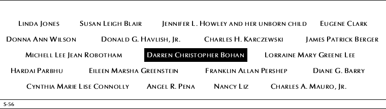 Panel S-56, South Pool, National September 11 Memorial