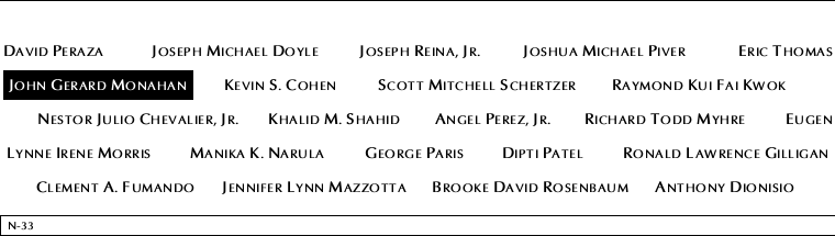 Panel N-33, North Pool, National September 11 Memorial