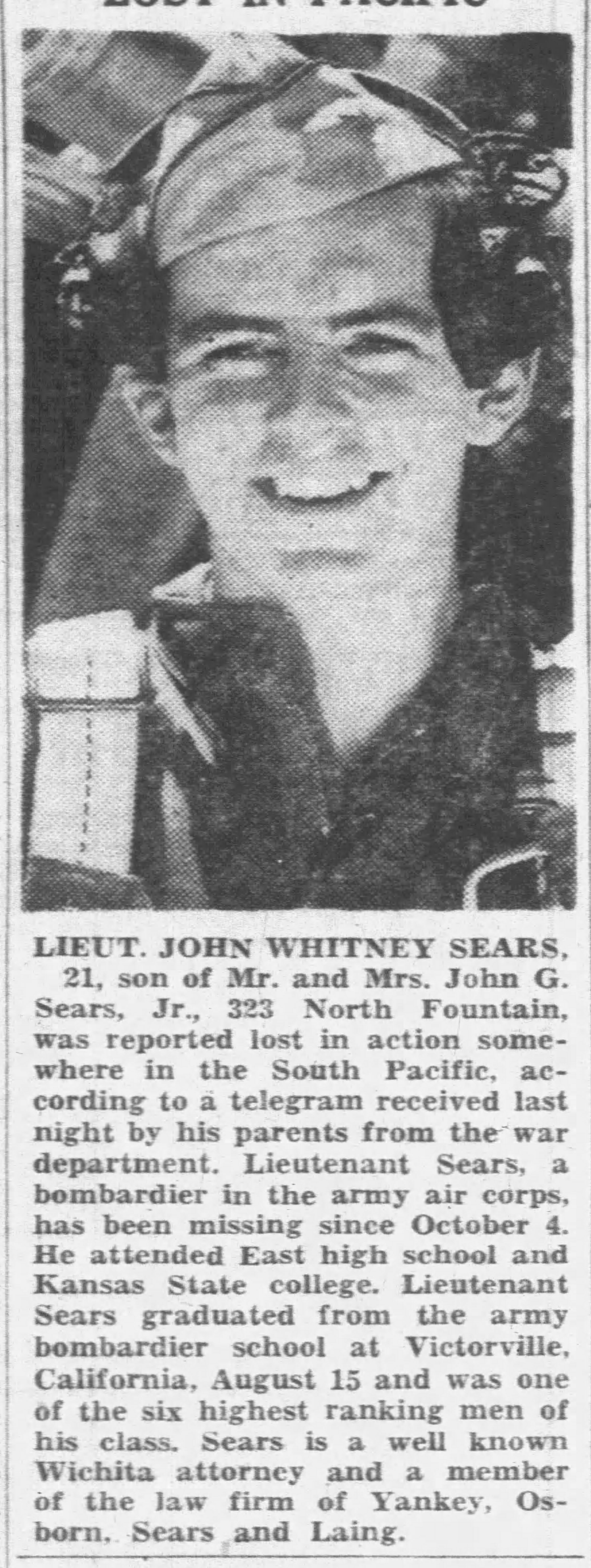 Headstone of John W Sears