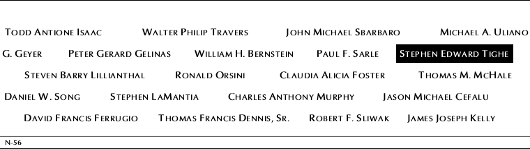 Panel N-56, North Pool, National September 11 Memorial