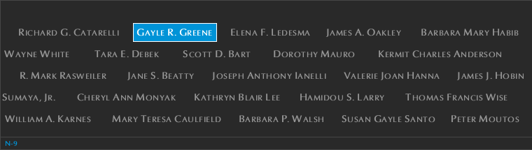 Panel N-9, North Pool, National September 11 Memorial