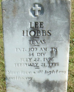 Headstone of Lee Hobbs