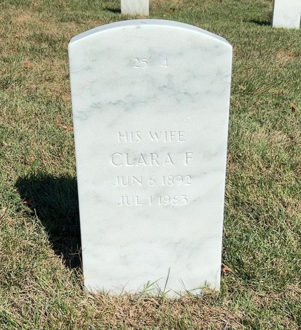 Headstone shared by 2 interments, including Clara F Scott