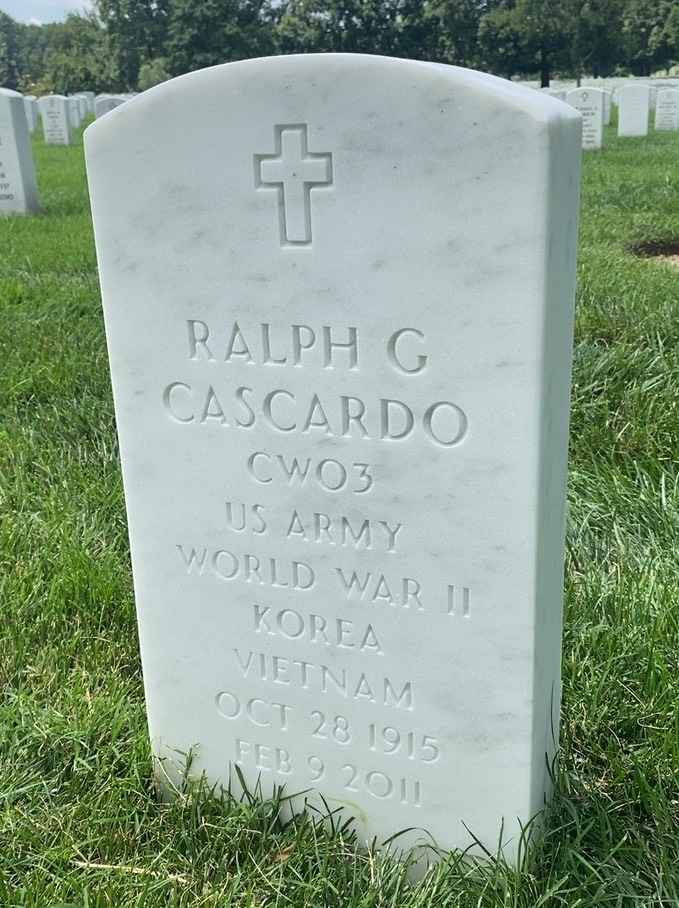 Headstone shared by 2 interments, including Ralph G Cascardo