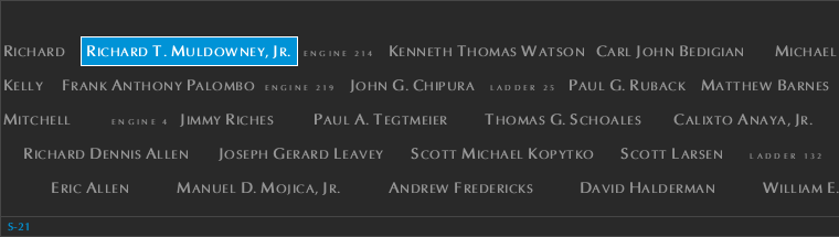 Panel S-21, South Pool, National September 11 Memorial