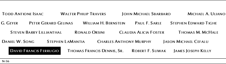 Panel N-56, North Pool, National September 11 Memorial