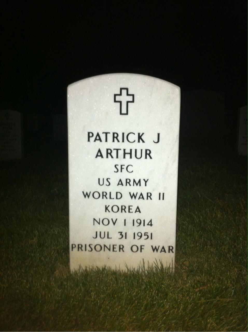 Headstone of Patrick James Arthur