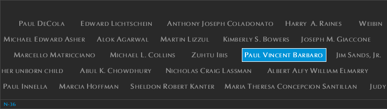 Panel N-36, North Pool, National September 11 Memorial