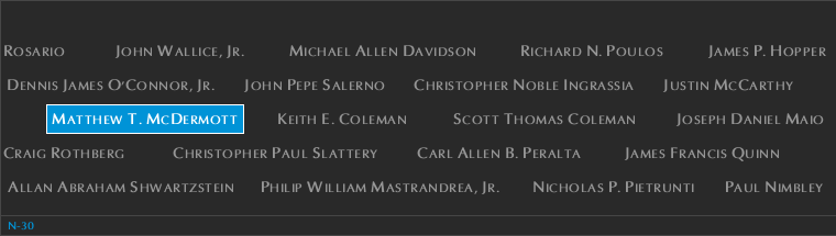 Panel N-30, North Pool, National September 11 Memorial
