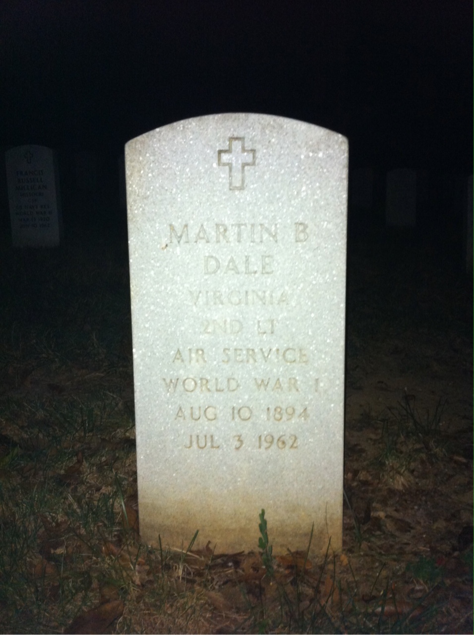 Headstone shared by 2 interments, including Hilda T Dale