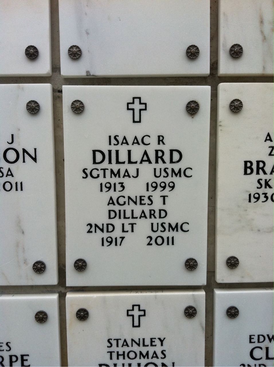 Headstone shared by 2 interments, including Agnes T Dillard
