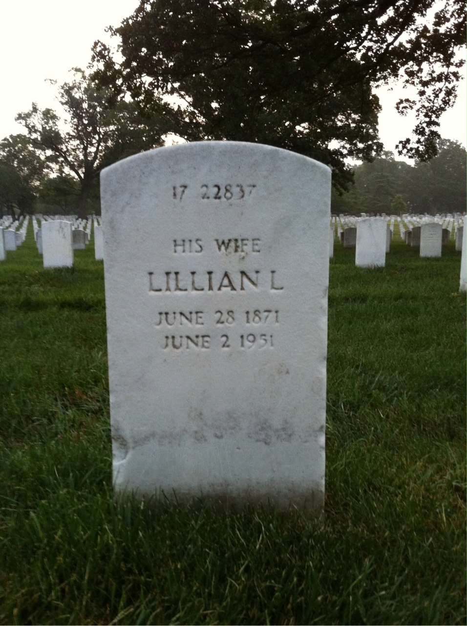 Headstone shared by 2 interments, including Lillian L David