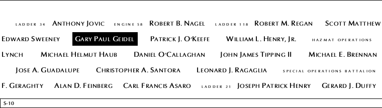 Panel S-10, South Pool, National September 11 Memorial