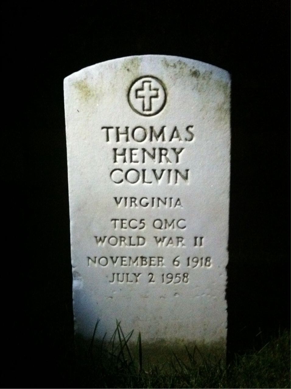 Headstone of Thomas H Colvin