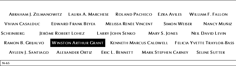 Panel N-65, North Pool, National September 11 Memorial