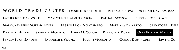 Panel N-3, North Pool, National September 11 Memorial