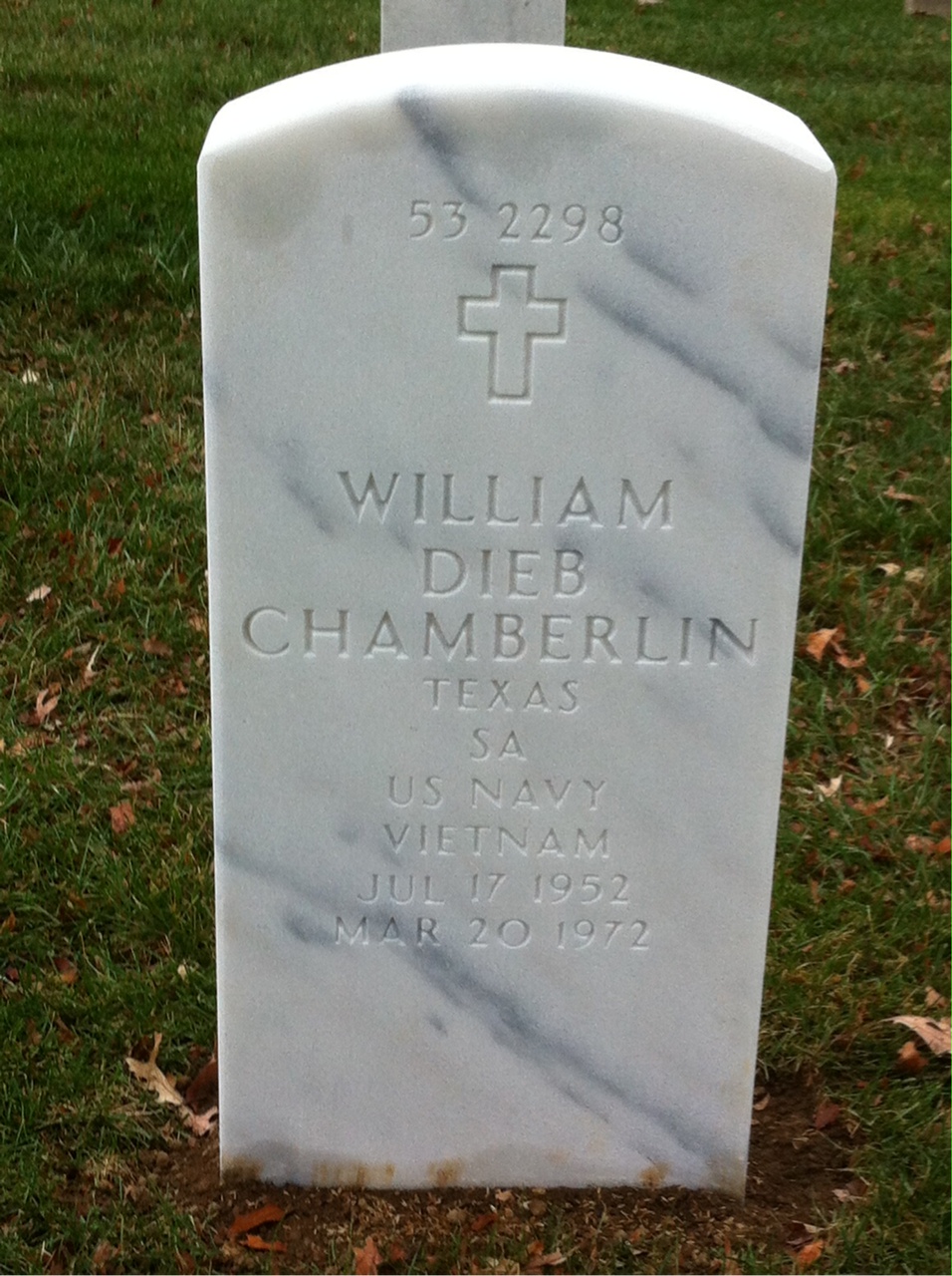 Headstone shared by 3 interments, including William Dieb Chamberlin