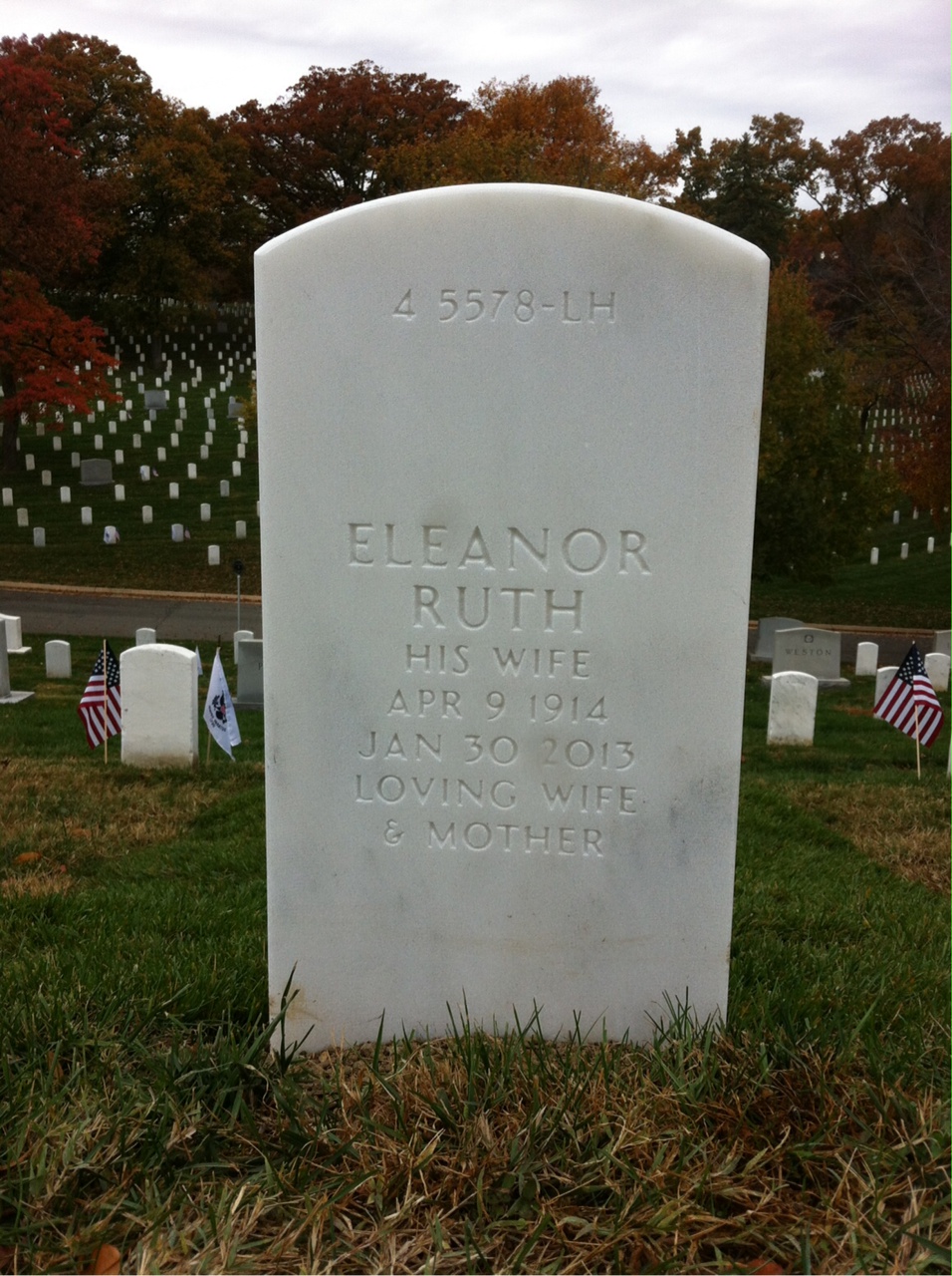 Headstone shared by 2 interments, including Ralph Dinsmore Ross