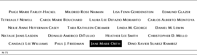 Panel N-75, North Pool, National September 11 Memorial