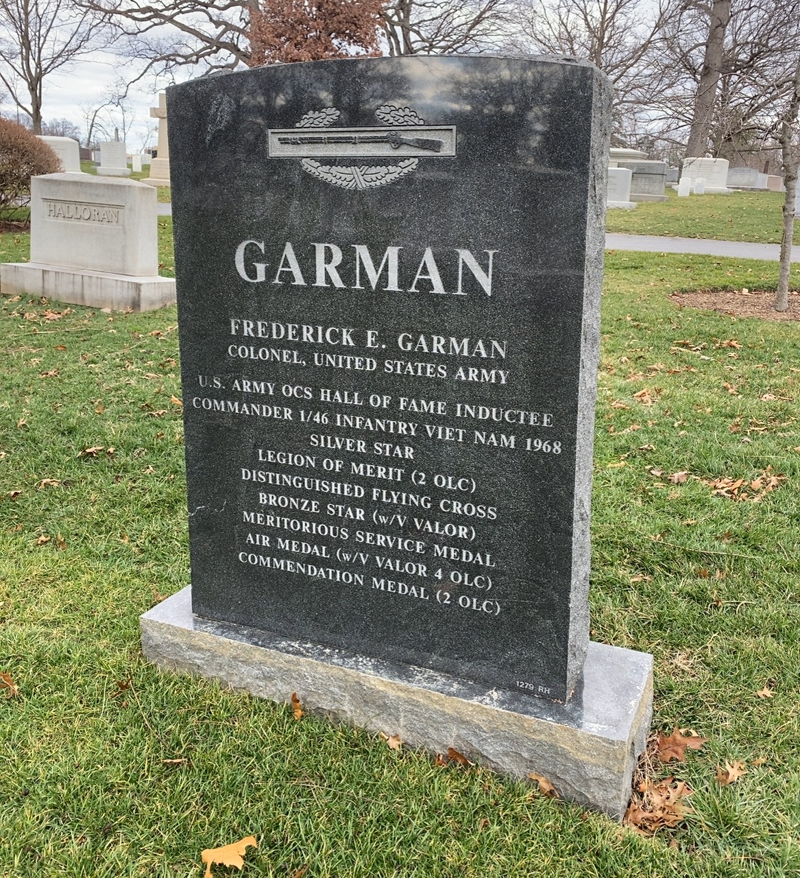 Headstone shared by 3 interments, including Frederick Edwin Garman