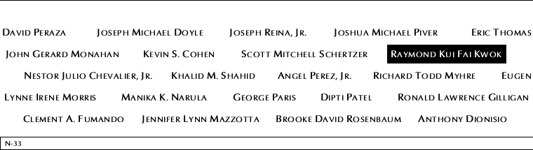 Panel N-33, North Pool, National September 11 Memorial