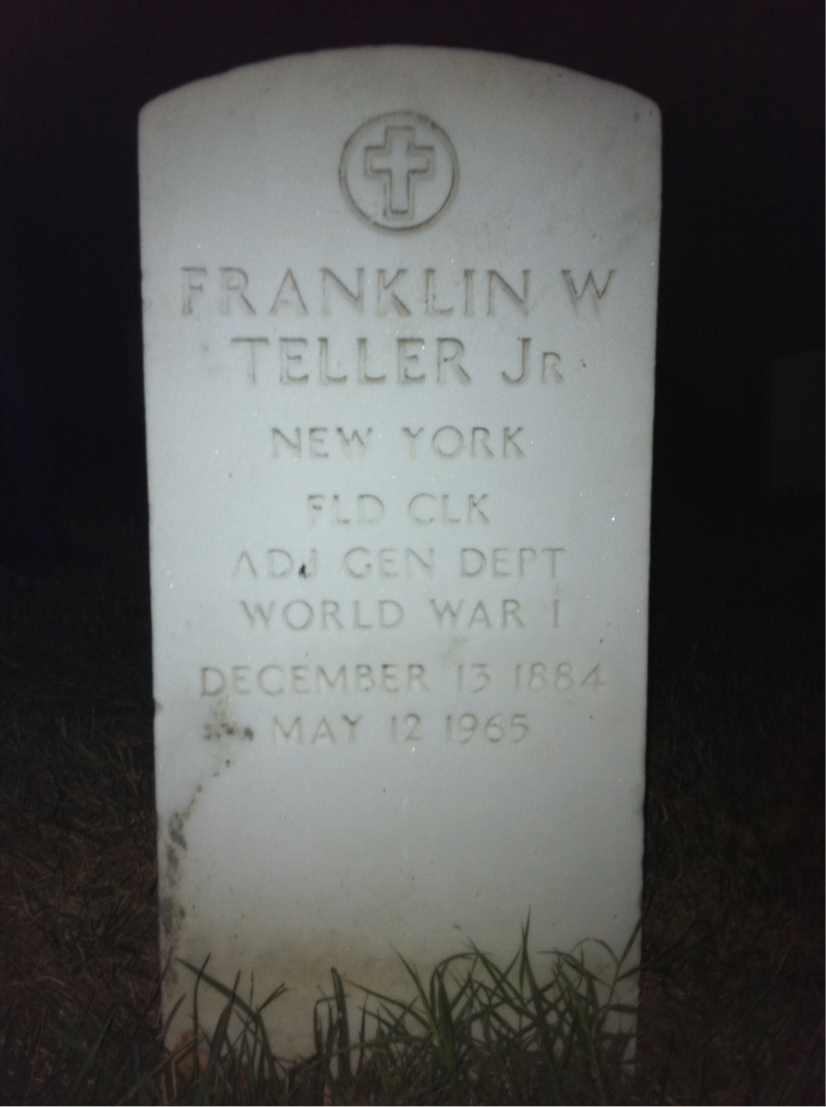 Headstone shared by 2 interments, including Bertha S Teller
