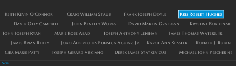 Panel S-34, South Pool, National September 11 Memorial