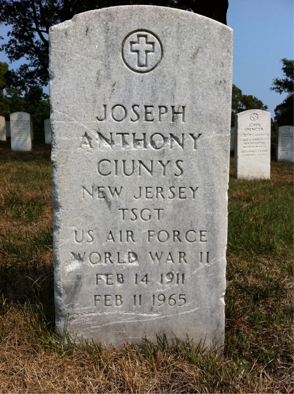 Headstone shared by 2 interments, including Joseph Anthony Ciunys