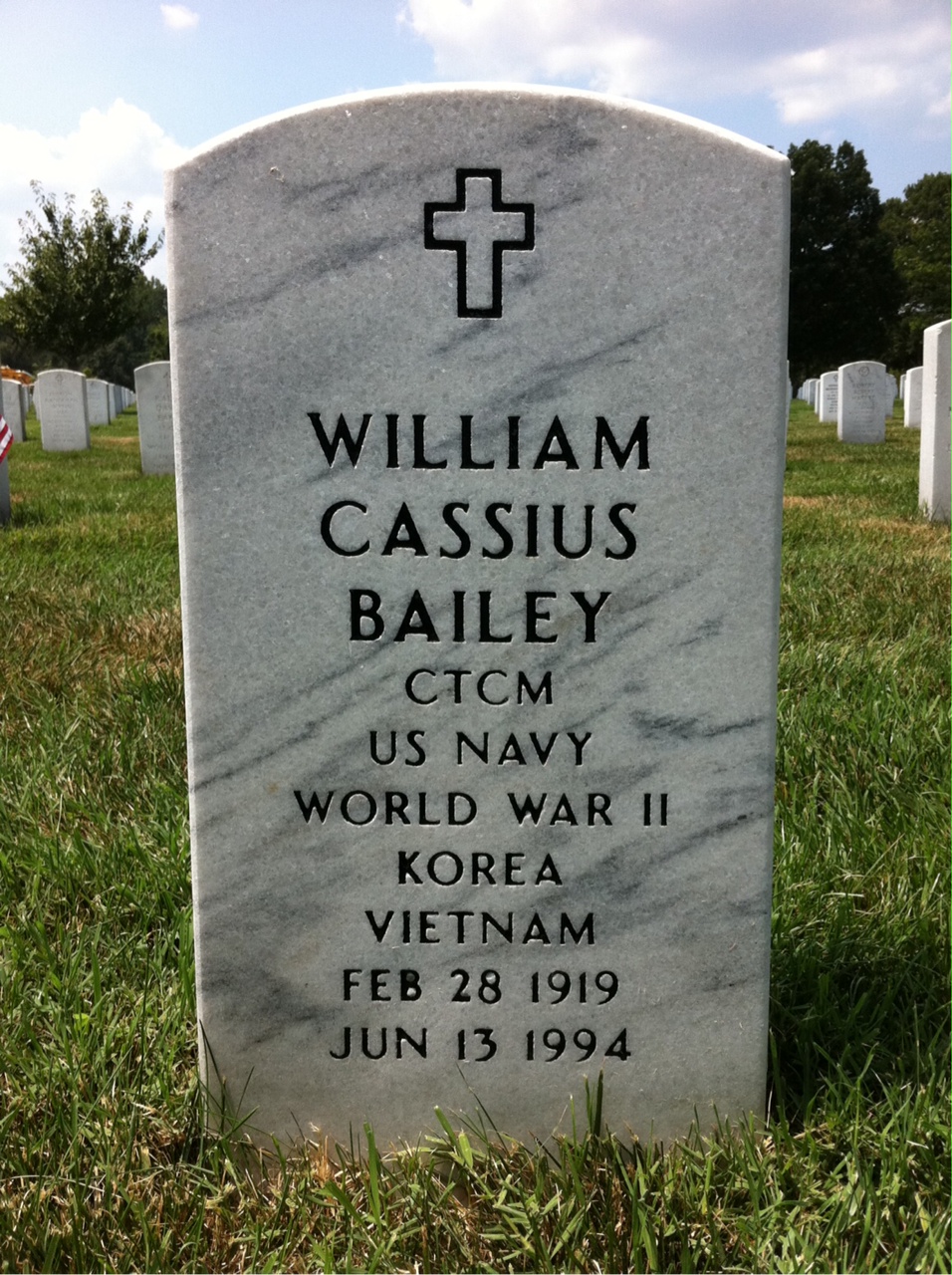 Headstone shared by 2 interments, including William Cassius Bailey