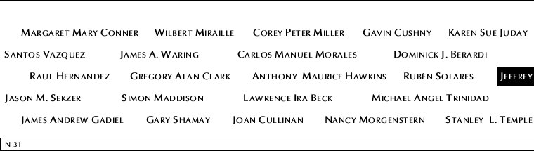 Panel N-31, North Pool, National September 11 Memorial