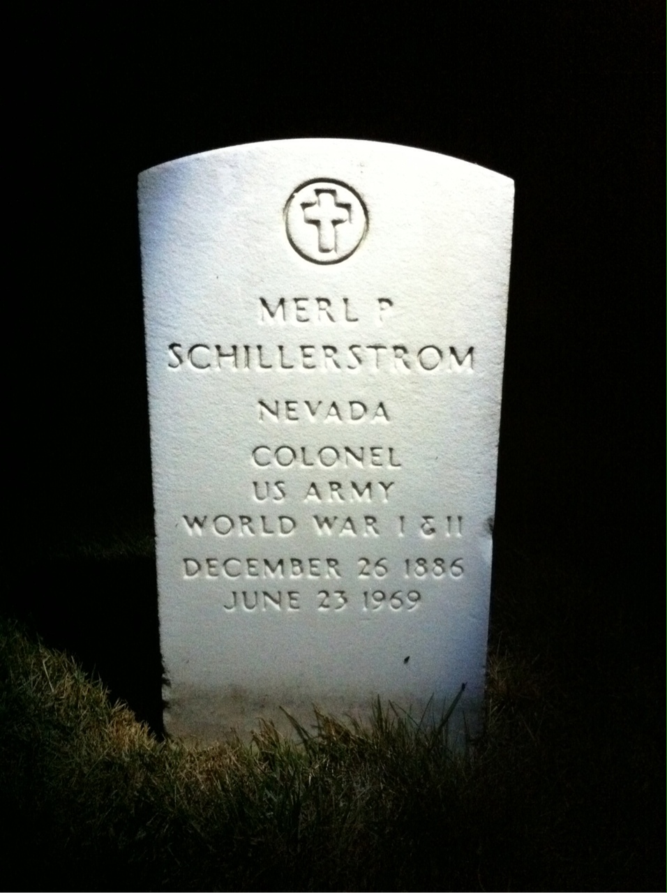 Headstone shared by 2 interments, including Merl P Schillerstrom