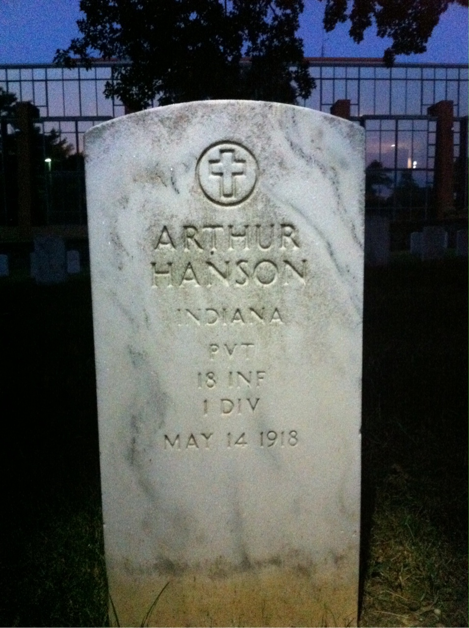 Headstone of Arthur Hanson